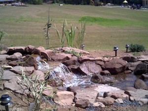 waterfall on rocks